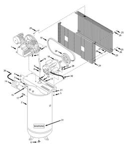 Tank Assembly Parts Diagram and Parts List for HS781000AJ  Campbell Hausfeld Compressor